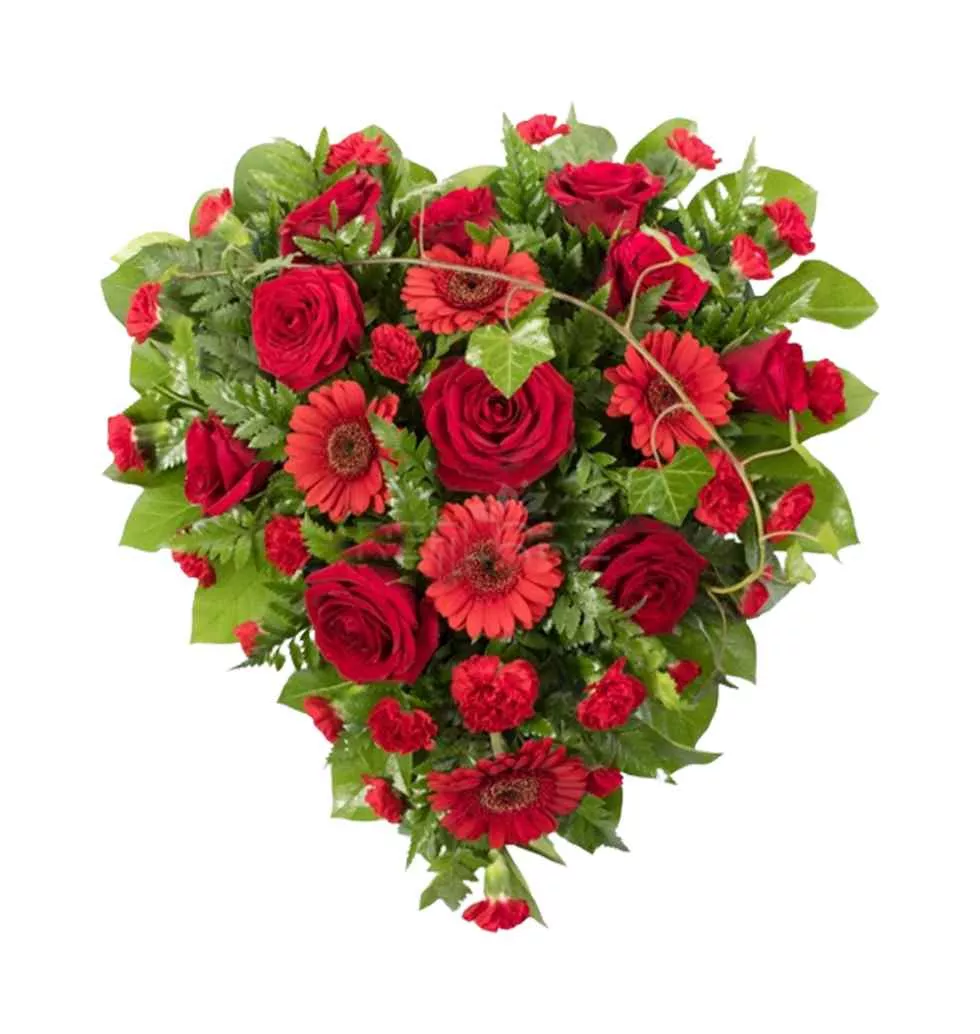 Sympathy Heart Shaped Red Flowers