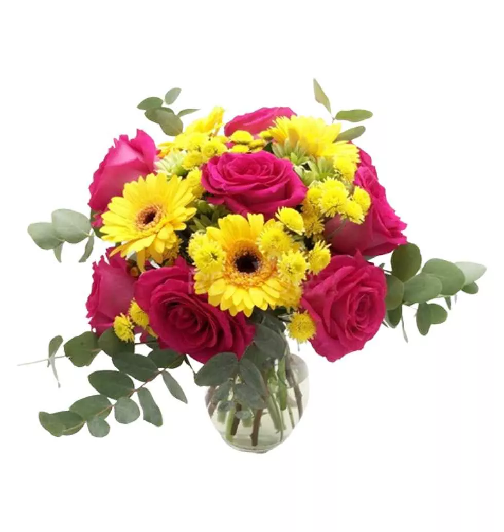 Vibrant Pink and Yellow Floral Bouquet