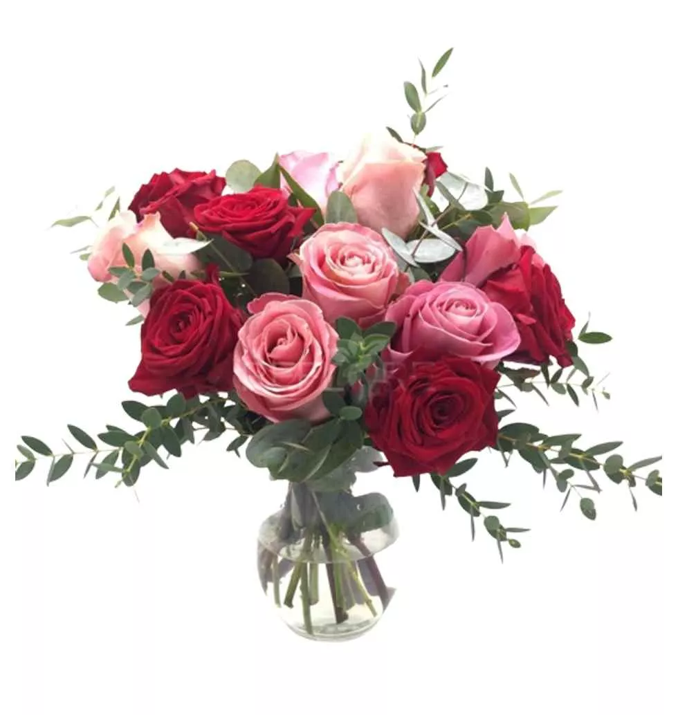 Assortment Of Pink and Red Roses