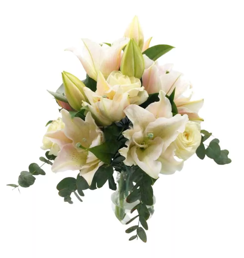 Flower Arrangement In White