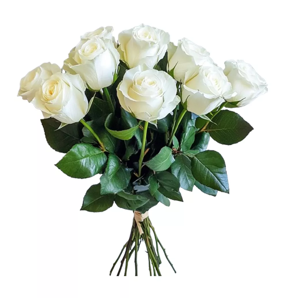 Classy White Rose Bouquet