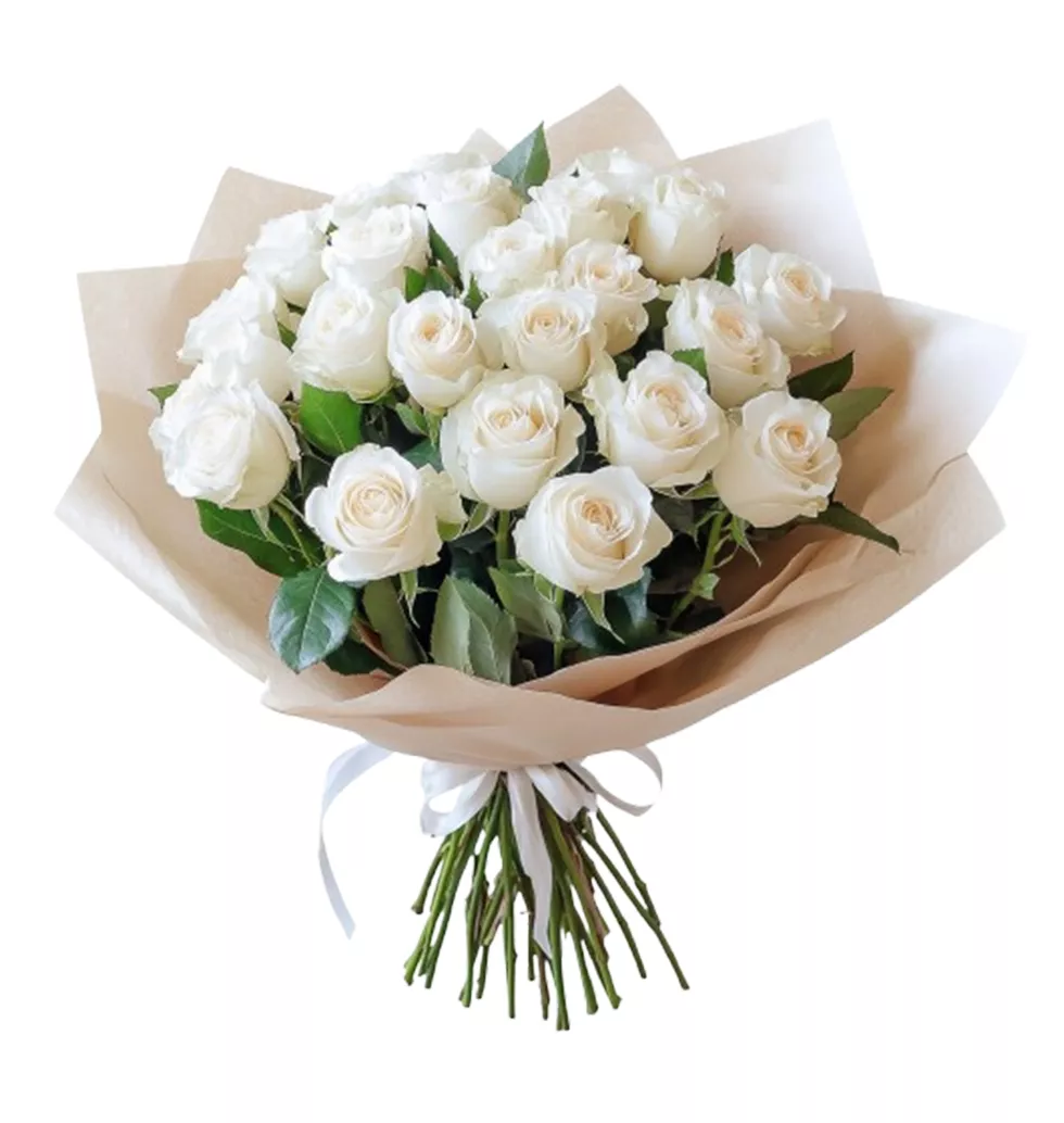 Refreshing White Rose Bouquet