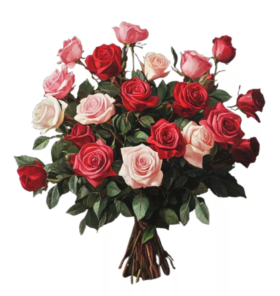 Passionate Red and Tender Pink Roses