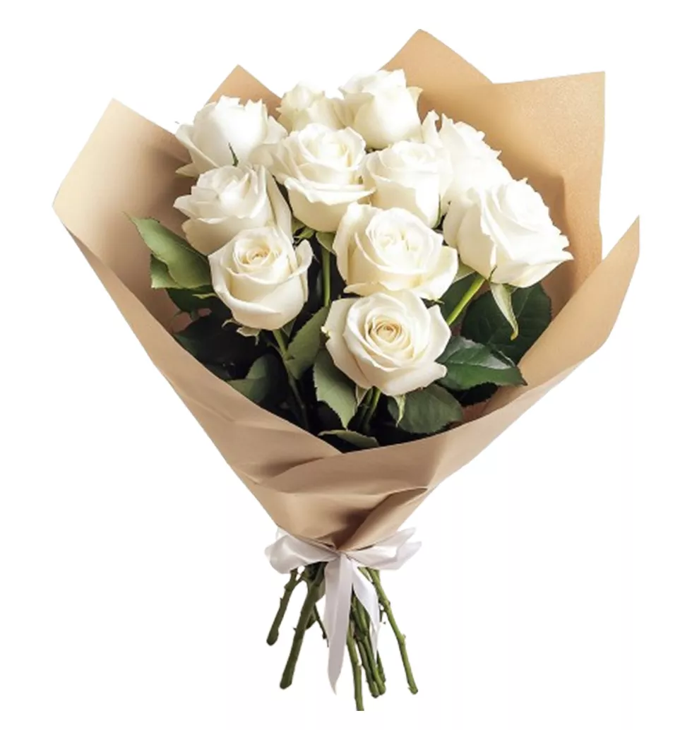 Love of 9 White Roses Bouquet