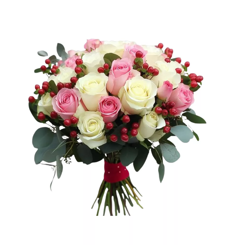 Elegant Pink and White Rose Bouquet