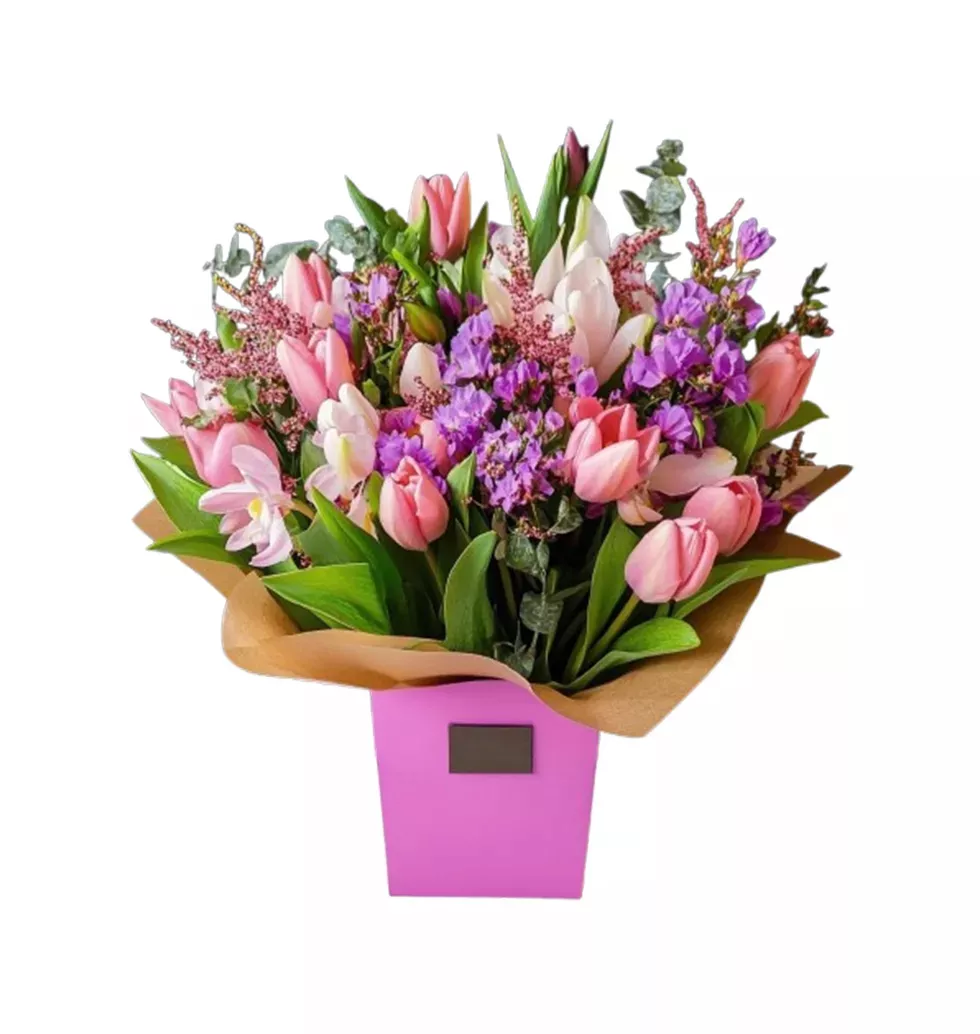 Elegant Pink Tulips with Seasonal Blooms