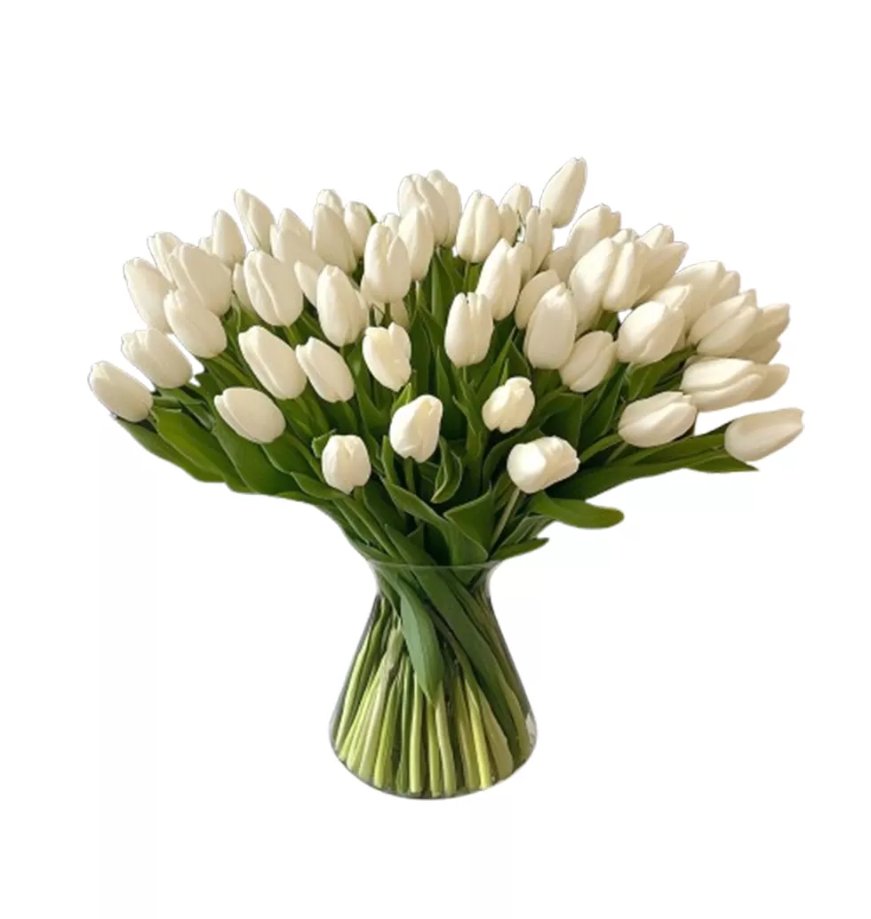 Charming 50 White Tulips Bouquet