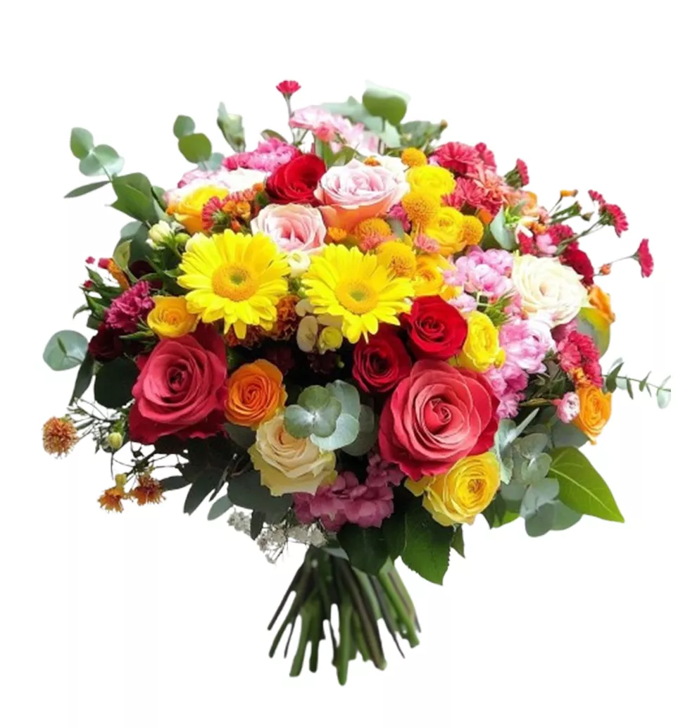 Colorful Bouquet : Roses, Gerberas Floral Bouquet