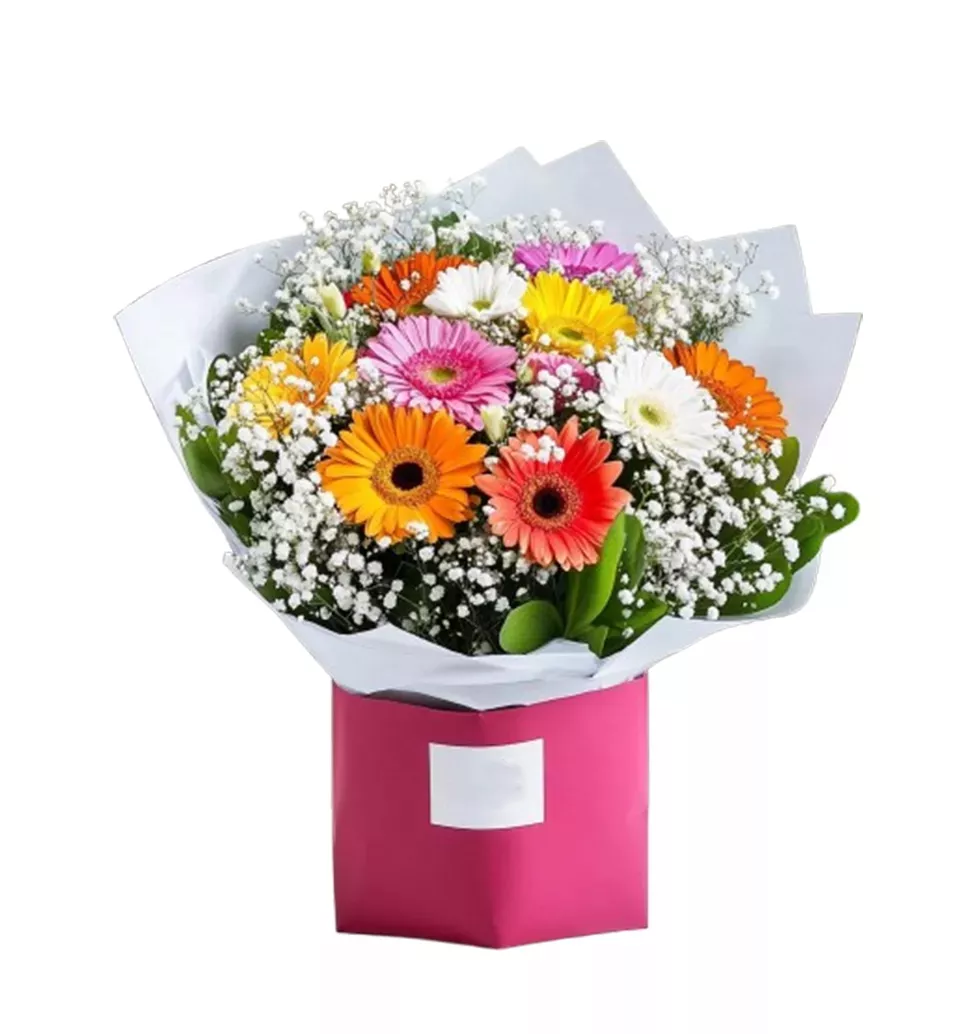 Vibrant Harmony: Colorful Gerbera Bouquet